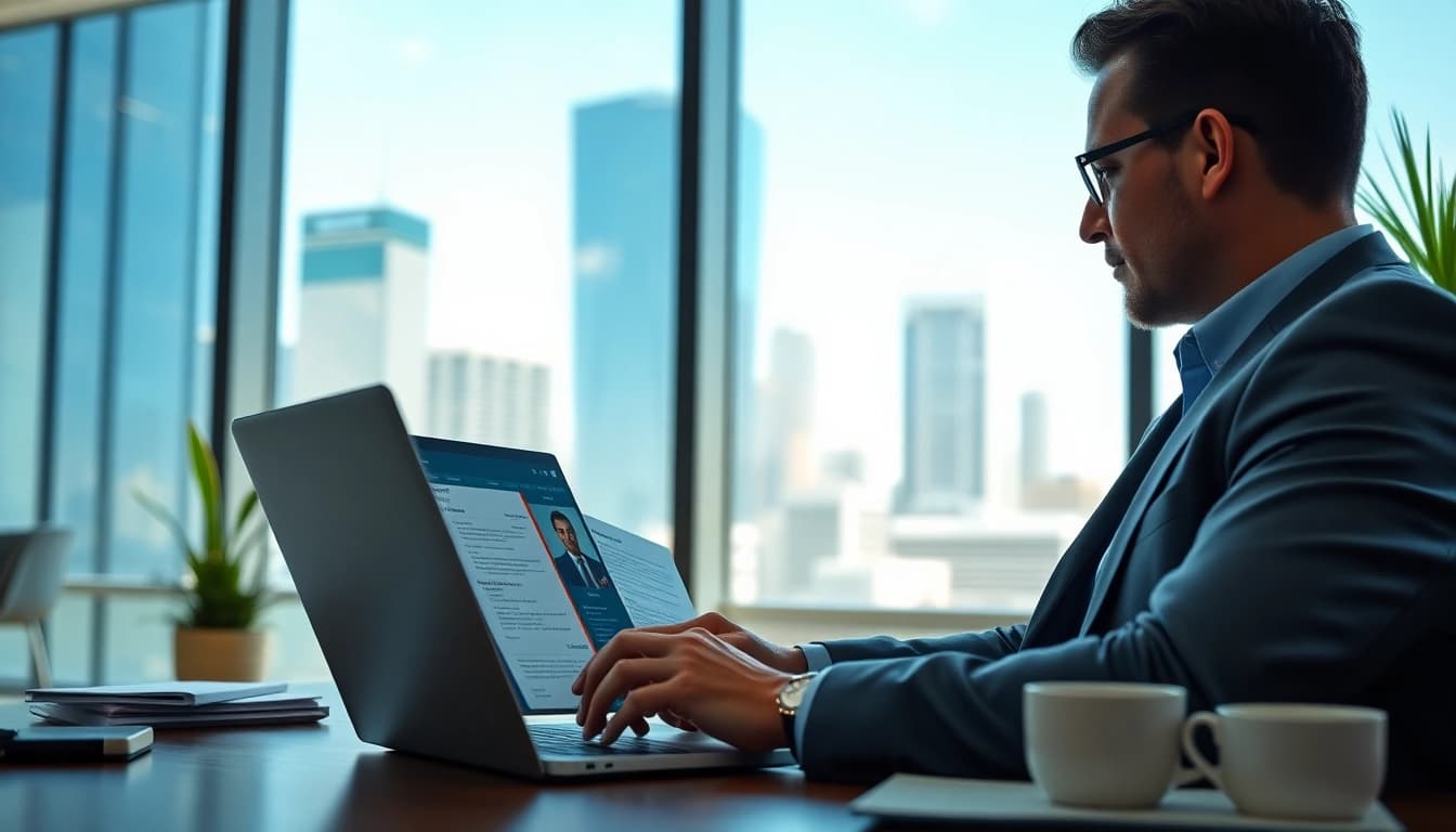 Headhunter Schweiz berät in einem modernen Büro während eines Vorstellungsgesprächs.