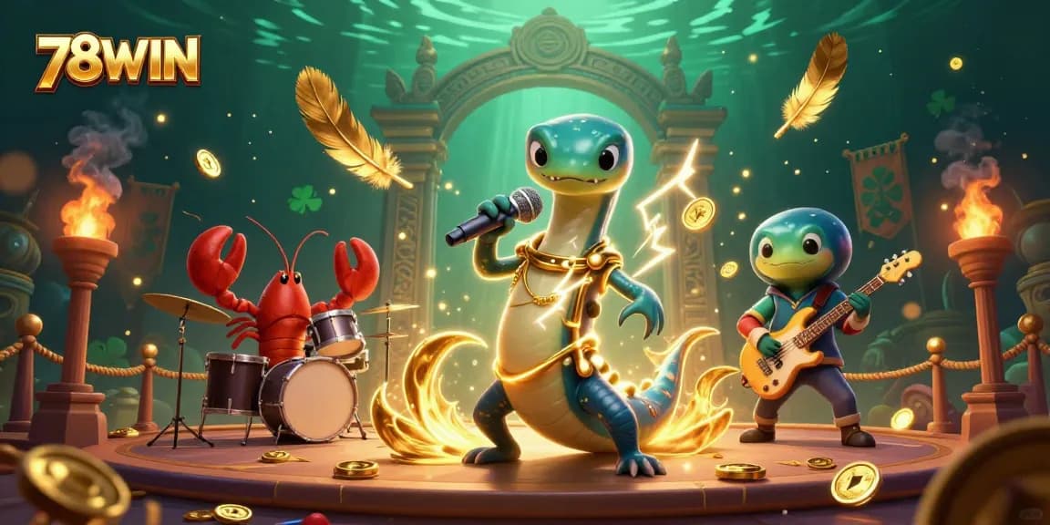 Experience the thrilling underwater atmosphere of 78WIN with vibrant casino action and engaging characters.