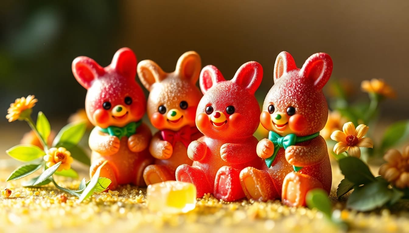 Genießen Sie THC Gummies in verschiedenen Geschmacksrichtungen von bunten, köstlichen Gummibärchen.