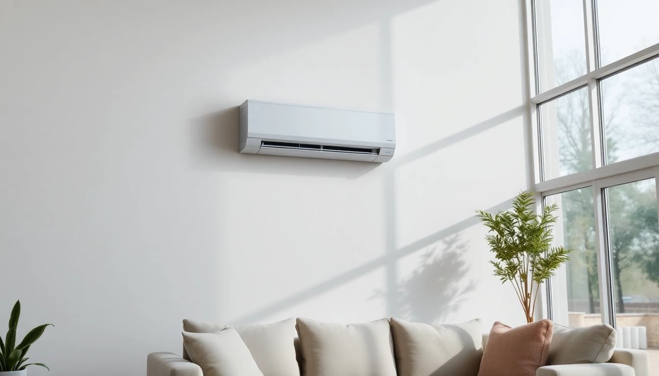 Split Klimaanlagen installed in a contemporary living room, enhancing comfort and style.