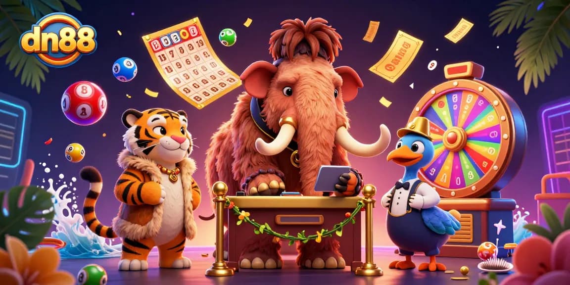 Experience the vibrant atmosphere of dn88 with casino characters and dynamic gaming elements.