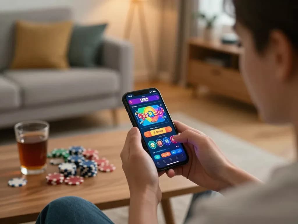 Players enjoying GO88 mobile app for exciting betting experience in cozy home setting