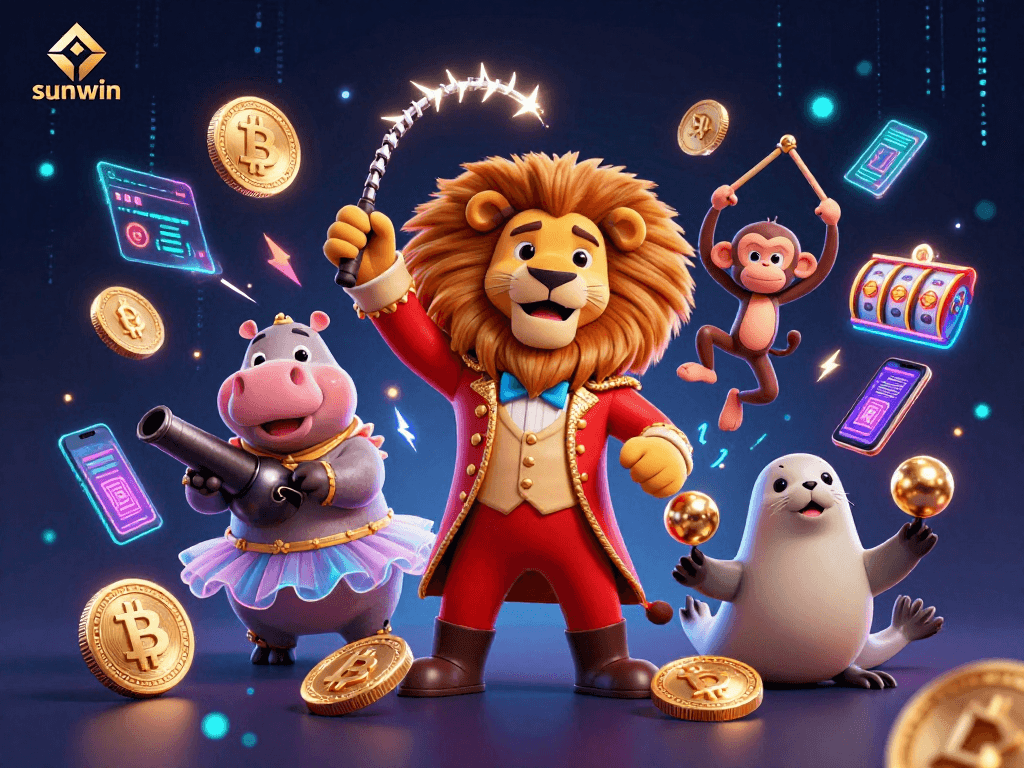 Join the excitement with sunwin and vibrant 3D casino characters in a dynamic gaming scene.