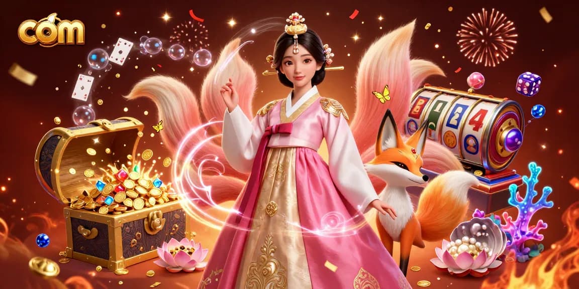 Experience the excitement of com with a vibrant 3D casino illustration featuring games and magical elements.
