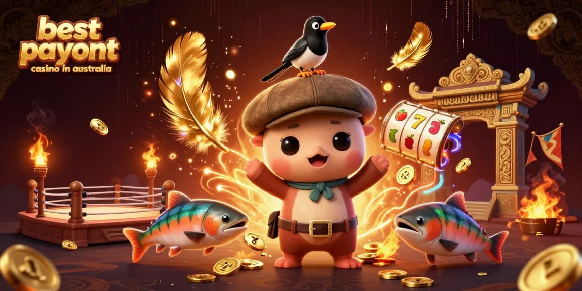 Engage with the best payout casino in Australia, featuring vibrant characters and immersive gambling elements.