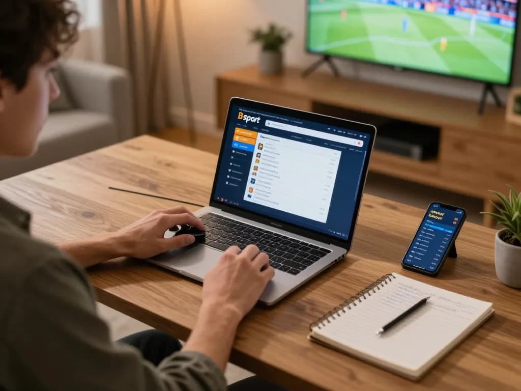 Engaging Bsport online sports betting scene showing a player strategizing at home.