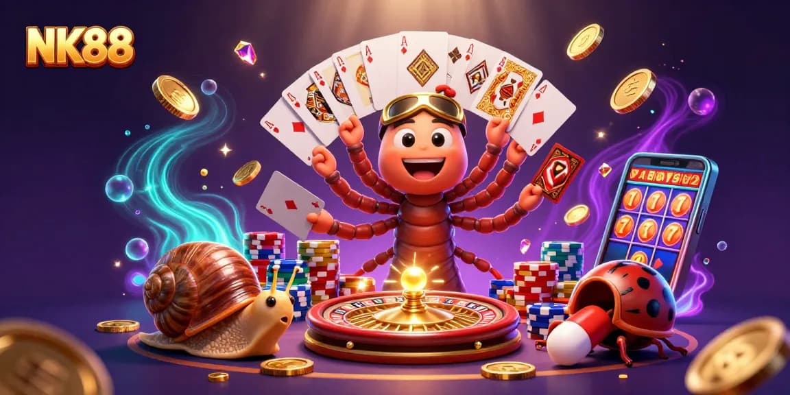 Engage in thrilling gameplay at NK88 with cartoon characters in a vibrant casino setting.