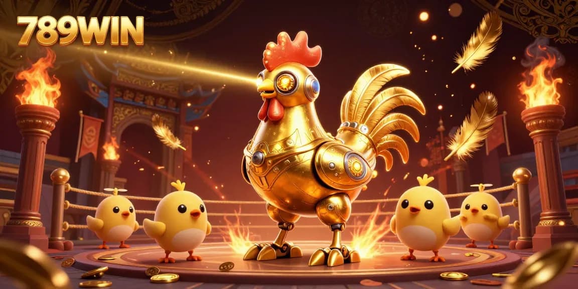 Engage with 789WIN's thrilling 3D casino atmosphere featuring dynamic characters and gold elements.