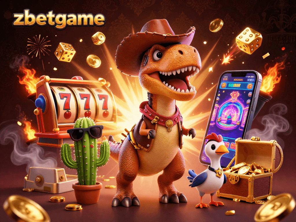Experience thrilling wins with zbetgame featuring a dynamic casino scene with cartoon characters and Jackpot!