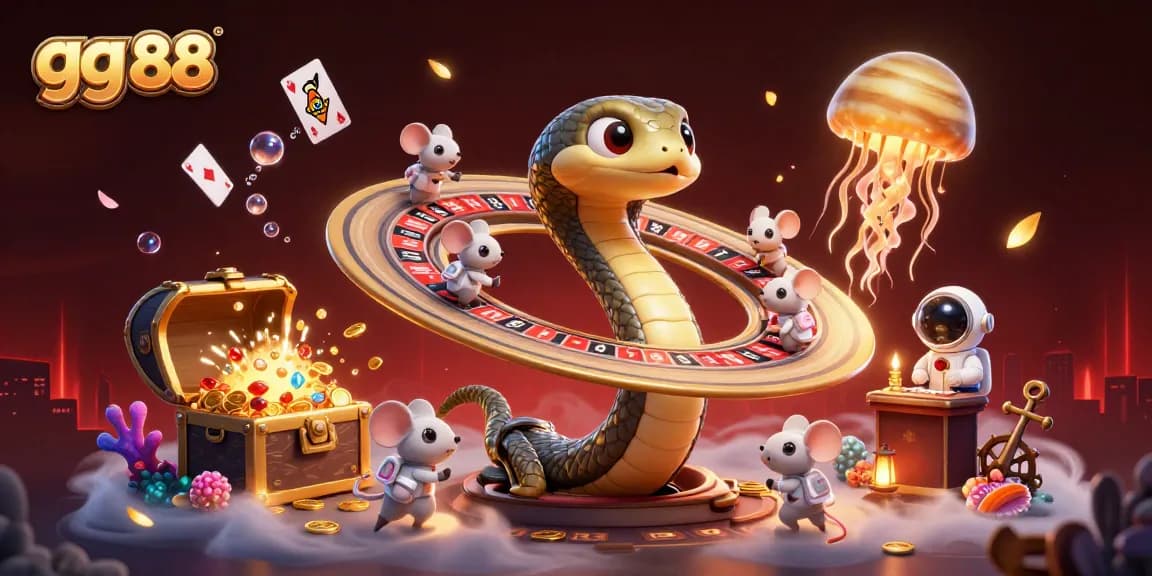 Spin and win at gg 88's cosmic casino with vibrant characters and underwater treasures!