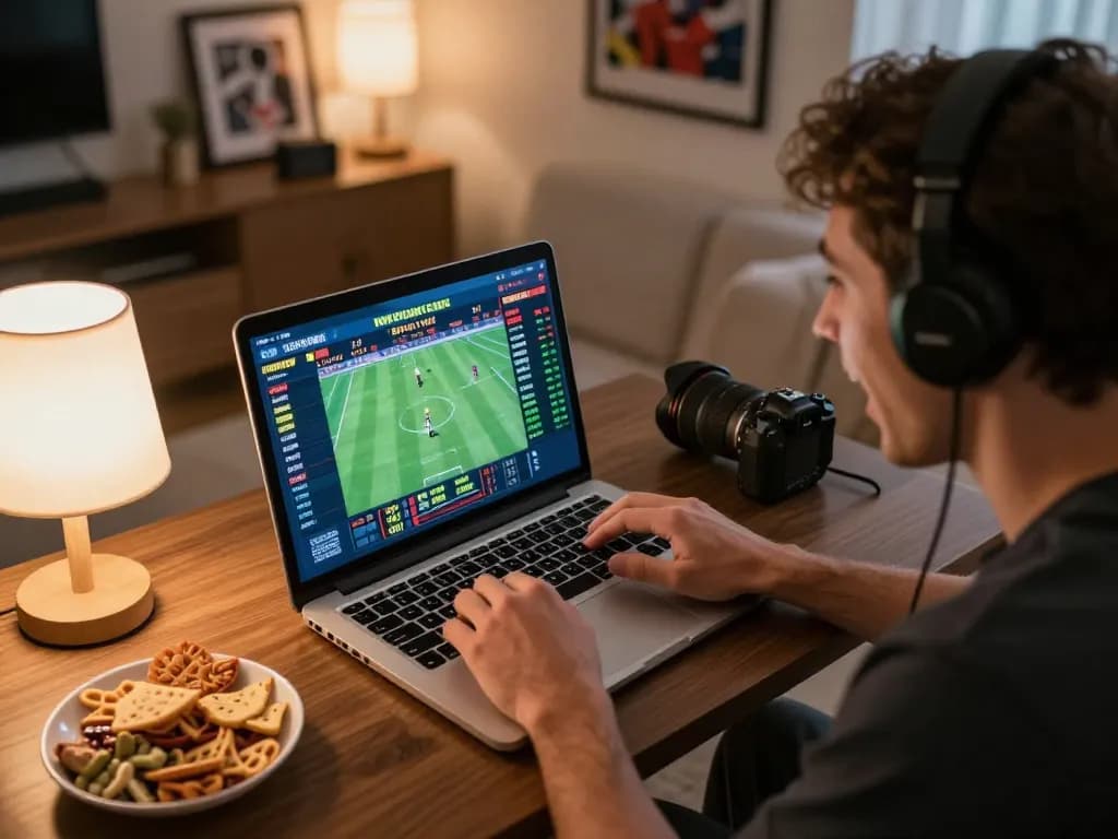 Engaging MB66 user placing bets on live sports from their cozy home setup