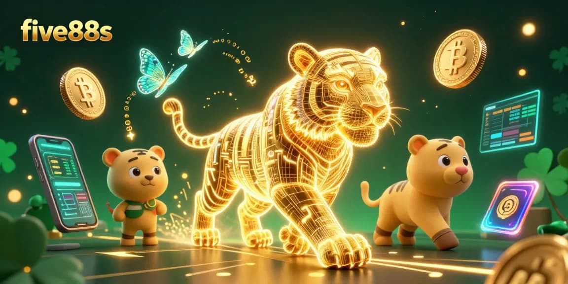 Experience thrilling wins at five88s with an energetic golden tiger illuminating the digital casino scene.