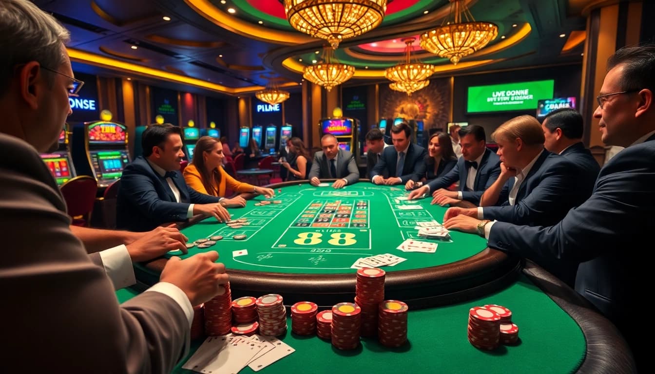 Experience the thrill of the 88i game with intense poker action at a vibrant casino table.