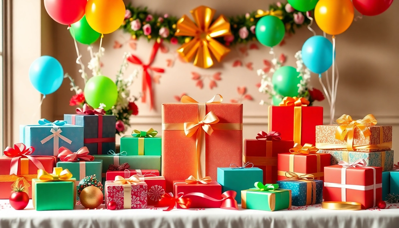 Inspirierende Geschenkideen für jeden Anlass auf einem festlich dekorierten Tisch.