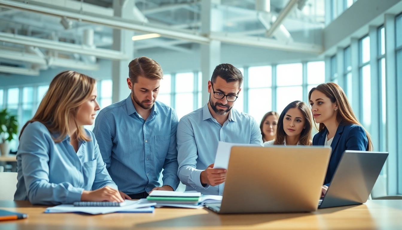 Headhunter Ingenieure discussing candidate resumes in a modern office setting.