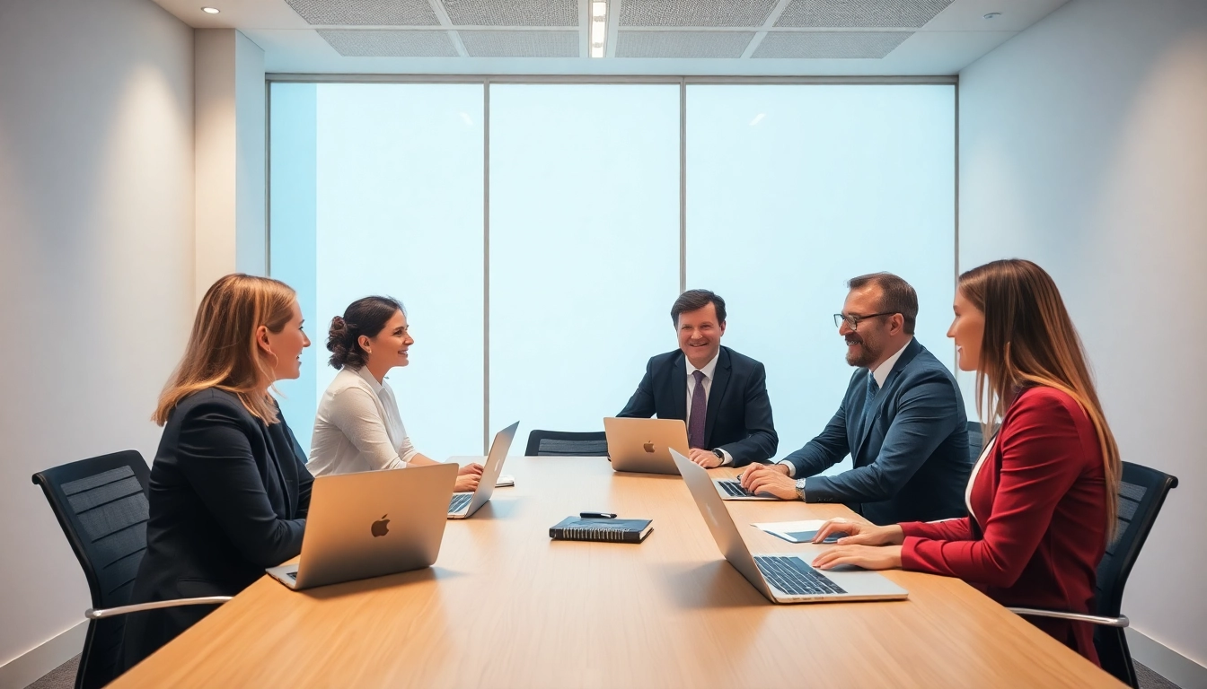 Engagierte Fachleute diskutieren Strategien zur Executive Outplacement, um Karriereschancen zu maximieren.