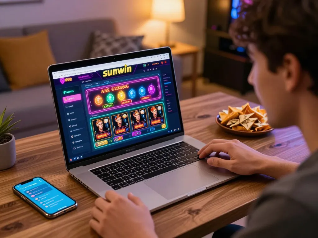 Player engaging with the Sunwin online casino interface, showcasing an exciting gaming experience.