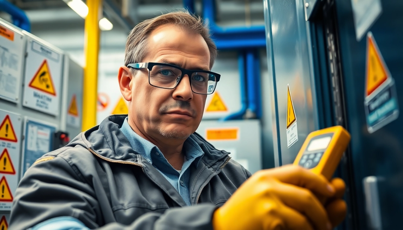 Durchführung der DGUV V3 Prüfung von Elektrotechnikern in einer professionellen Umgebung.
