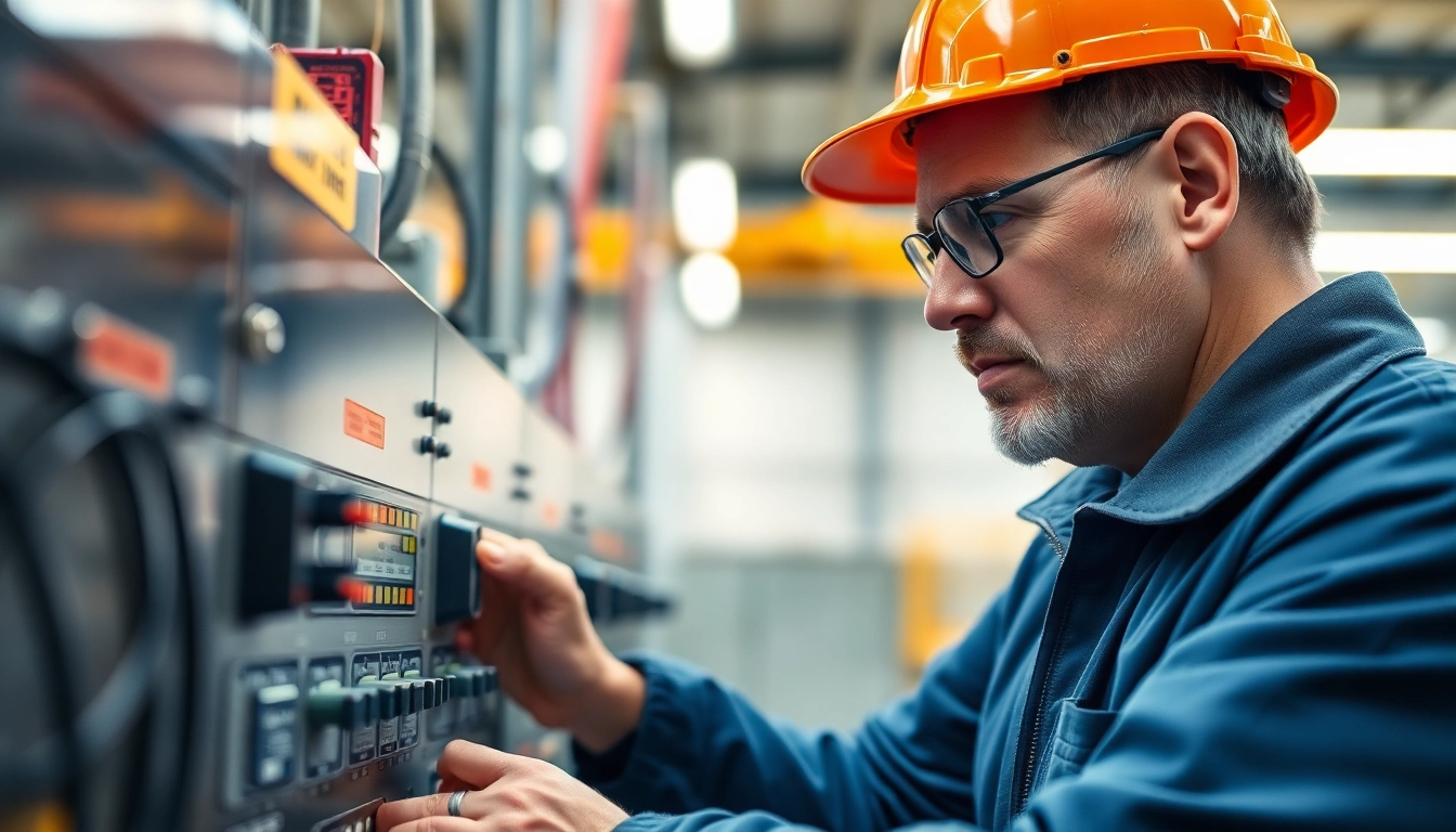 Techniker bei der DGUV V3 Prüfung von elektrischen Geräten zur Gewährleistung der Arbeitssicherheit.