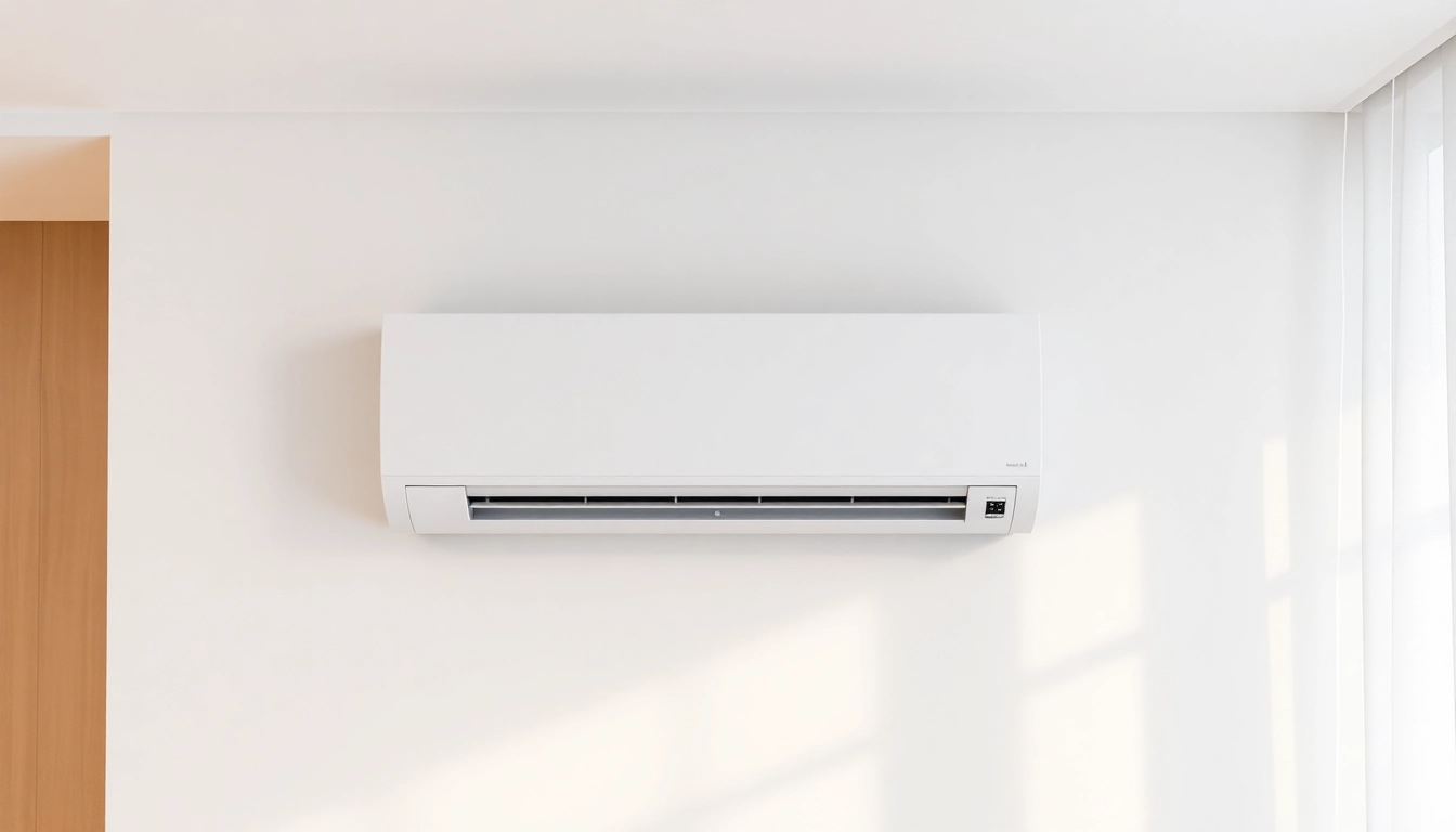 Klimaanlage in einem modernen Raum mit harmonischem Design und neutralen Farben.