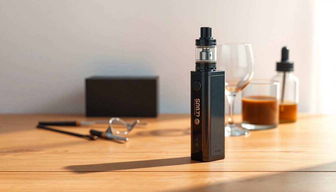 Vape Erlebnis mit hqd surv im Vordergrund, umgeben von stilvollen Accessoires.