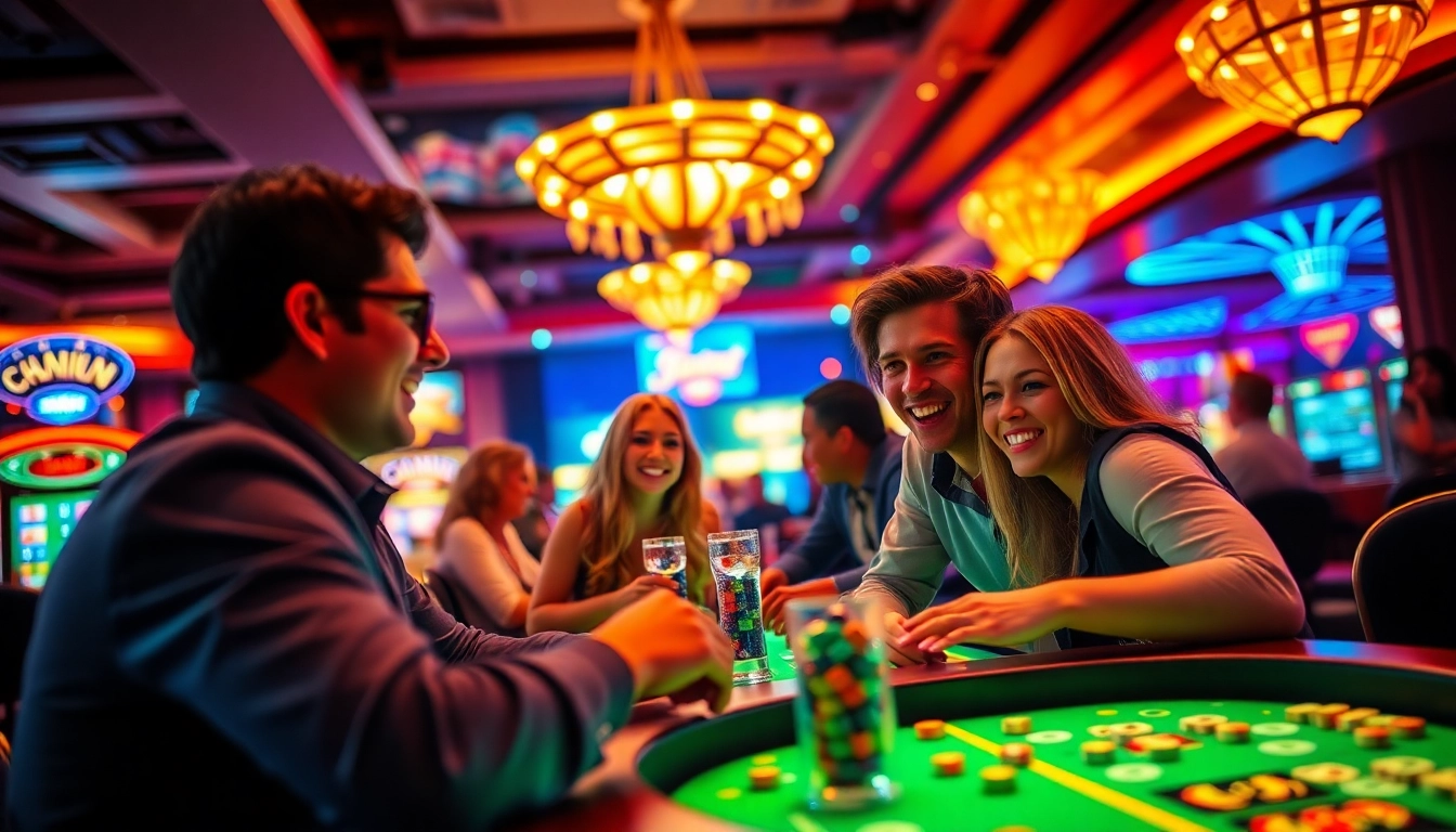 Players enjoying exciting games at casinos ohne lizenz, captured in a vibrant and lively scene.
