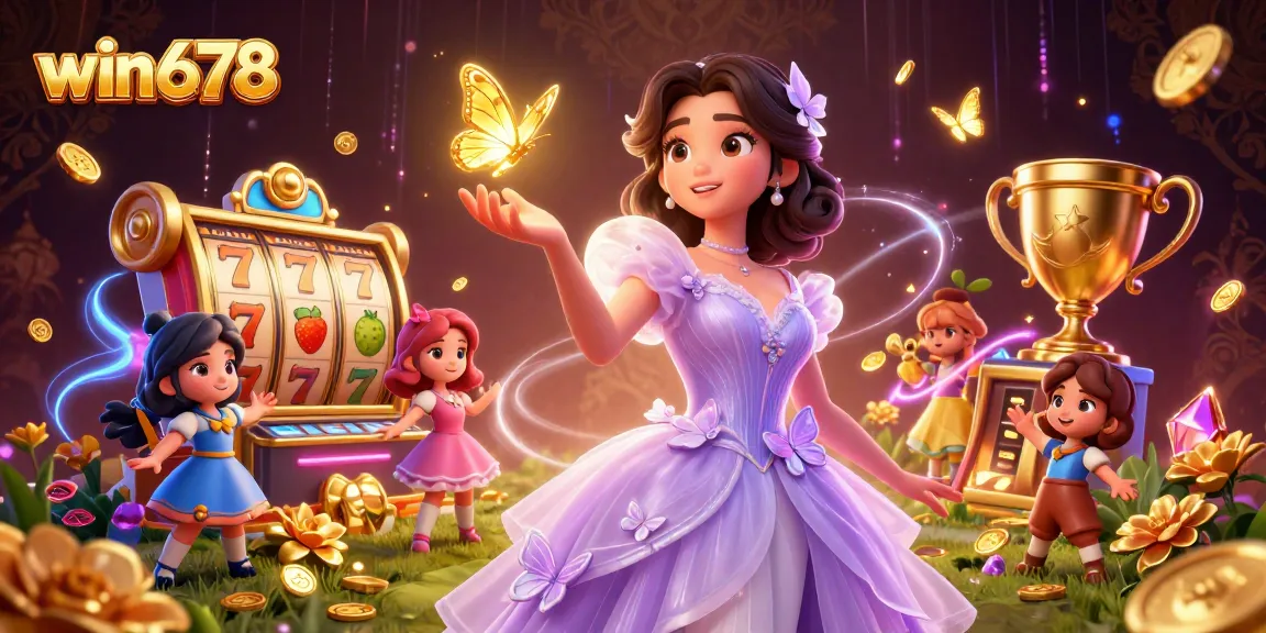 Experience win678's thrilling slot games with a stunning illustration of a captivating casino scene.