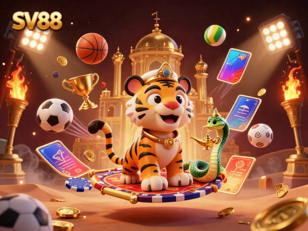 Experience thrilling gameplay with SV88 amid sports elements and a vibrant casino atmosphere.