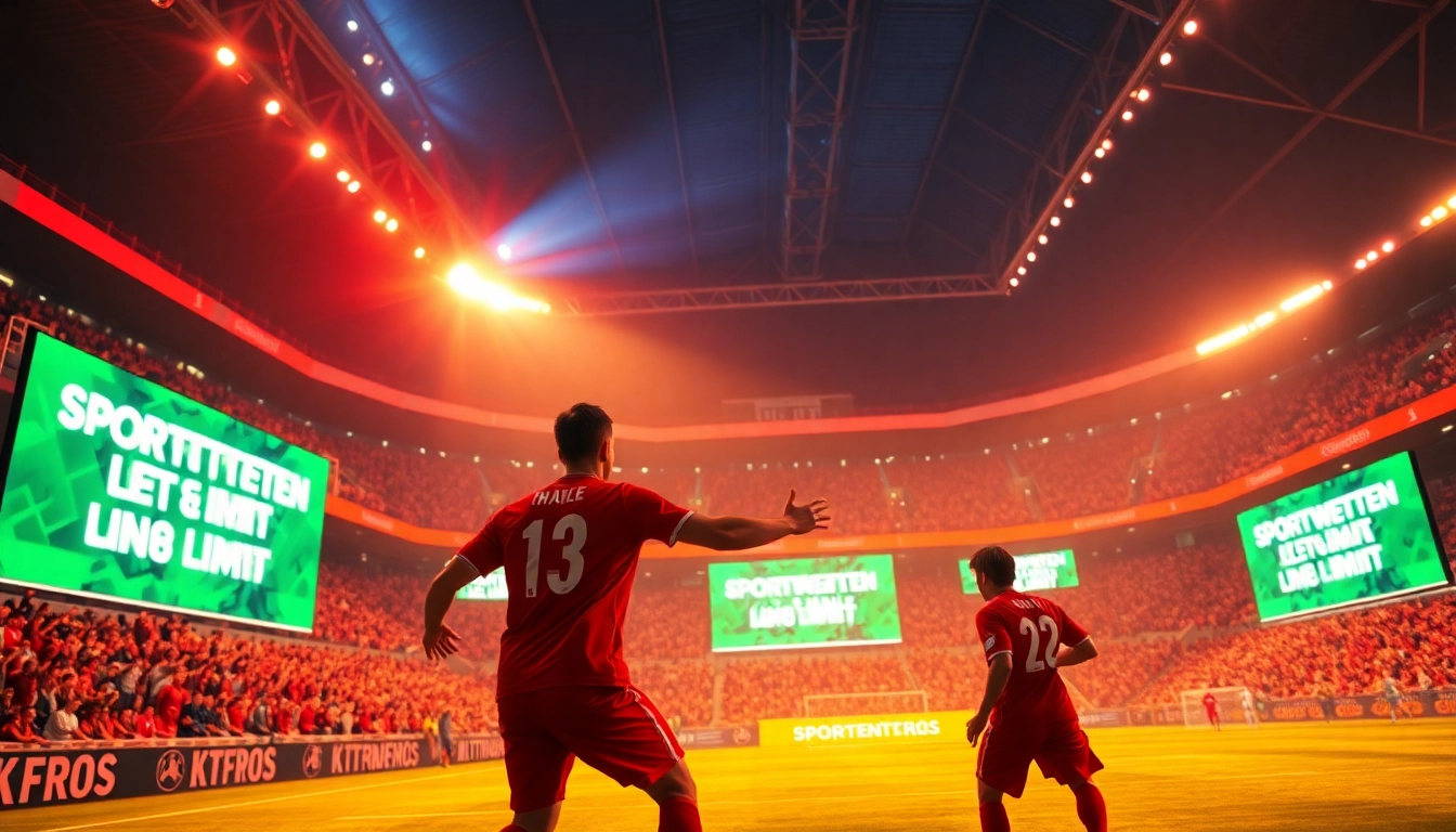 Entdecke wettanbieter ohne limit in einer aufregenden Sportwettenumgebung mit jubelnden Fans und dynamischen Sportlern.