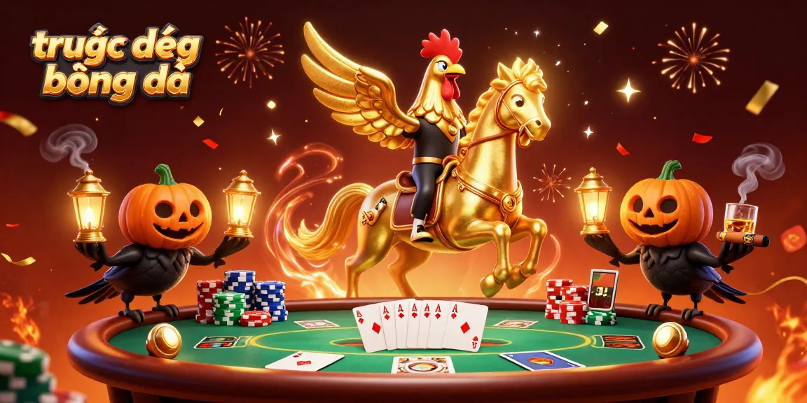 Experience trực tiếp bóng đá with a vibrant casino scene featuring a golden rooster and poker elements