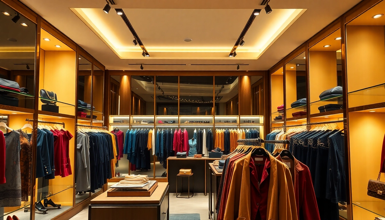 Experience Alvionz's luxurious fashion boutique with elegantly arranged displays and a sophisticated atmosphere.