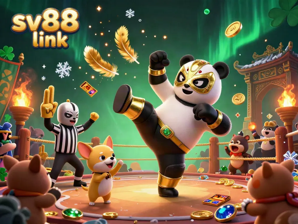 Experience the thrill of SV88 link with a vibrant 3D illustration highlighting gambling excitement and dynamic action.