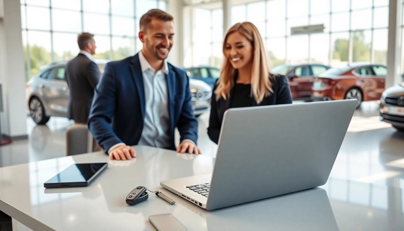 Engaging Autoankauf consultation in a professional dealership setting.
