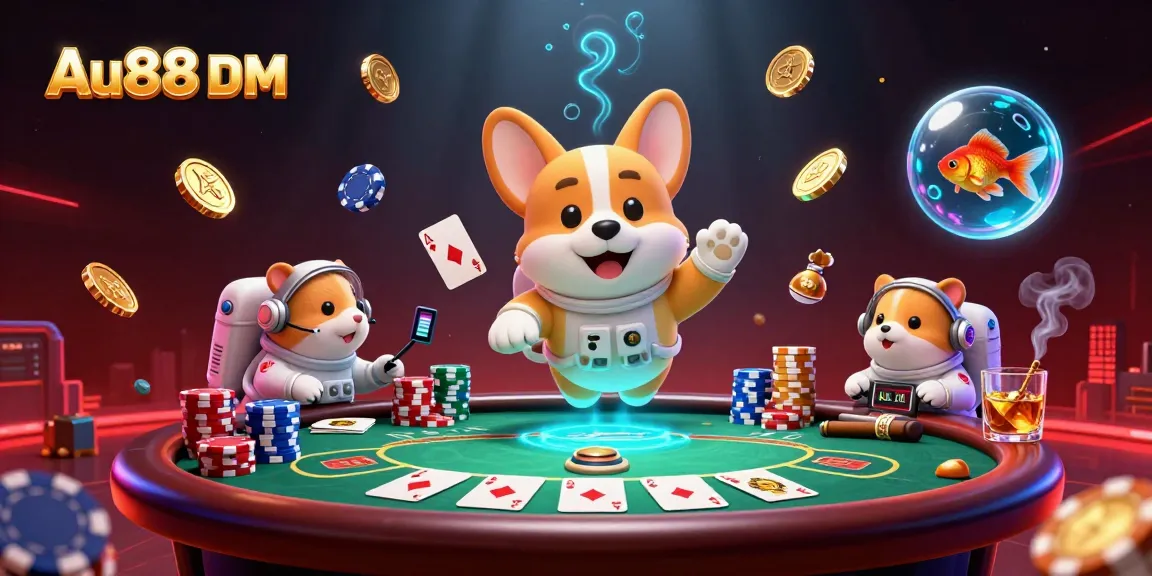 Experience excitement at Au88 DM with a vibrant 3D casino scene featuring playful characters.