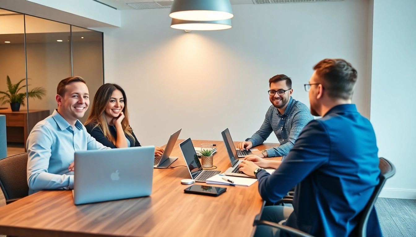 Interaktive Teamsitzung zur Entwicklung einer Social-Media-Marketingstrategie mit engagierten Teilnehmern.
