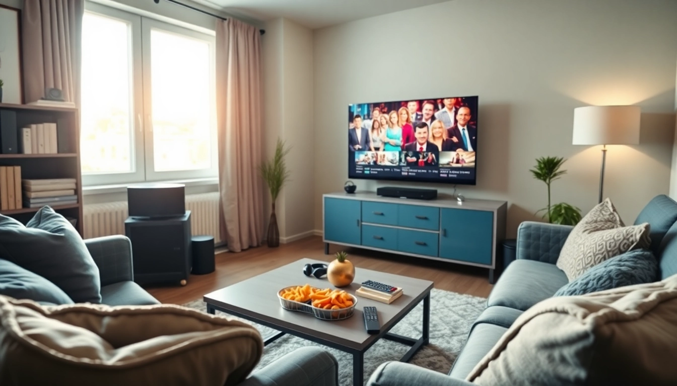 Iptv Deutschland auf modernem Fernseher in heimischem Arbeitszimmer mit einladender Atmosphäre.