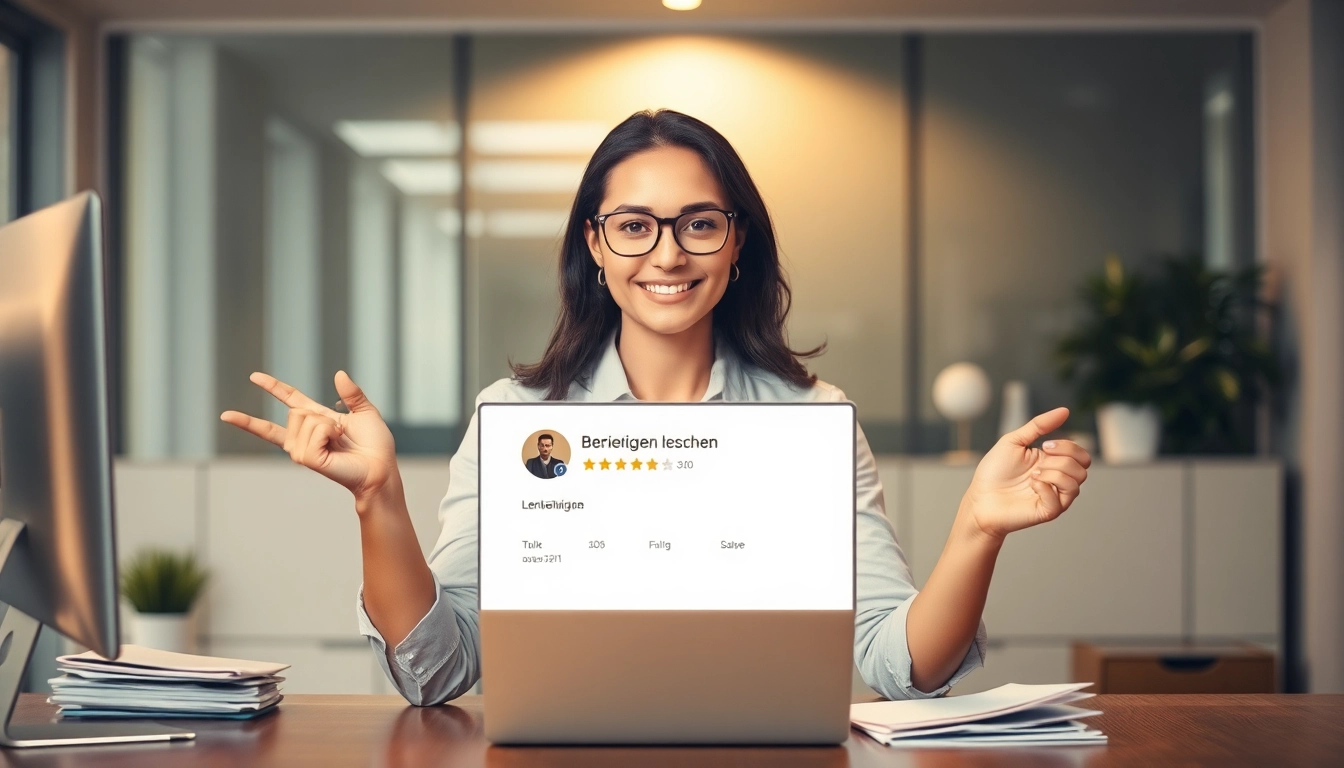 Setzen Sie das Keyword 'Bewertungen löschen' ein, während eine Person erfolgreich eine negative Bewertung auf einem Computer löscht.