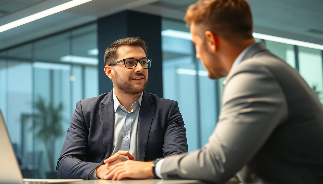 Headhunter berät Kandidaten in einem modernen Büro bei der Karriereplanung.