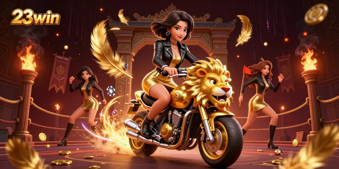 Experience thrilling wins at 23win with a glamorous Asian woman and dynamic casino game elements.