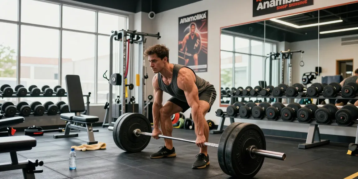 Bodybuilder im Fitnessstudio bei der Durchführung von Deadlifts, Energie und Stärke, Anabolika Shop in Deutschland.