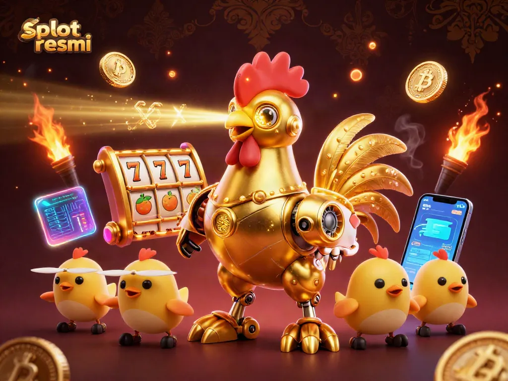 Engage with slot resmi and experience thrilling gameplay alongside vibrant slot symbols and cryptocurrency elements.