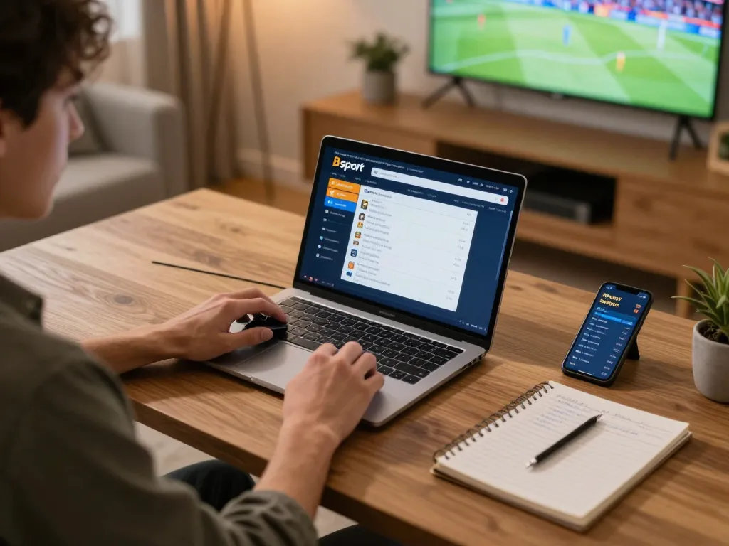 Engaging Bsport online sports betting scene showing a player strategizing at home.