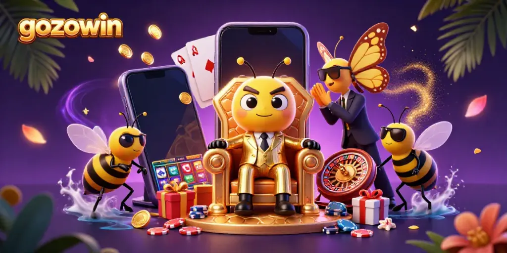 Experience winning thrills with gozowin in a vibrant casino scene featuring unique characters.