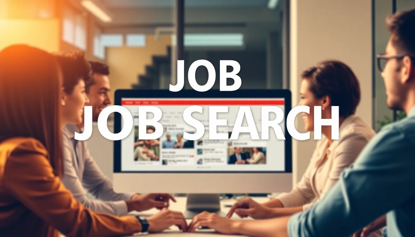 Stellenangebote: Explore diverse job opportunities displayed on a computer screen in a collaborative workspace.