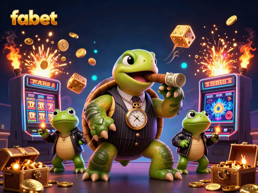 Experience fabet's thrilling jackpot with vibrant 3D characters and casino action in this captivating illustration.