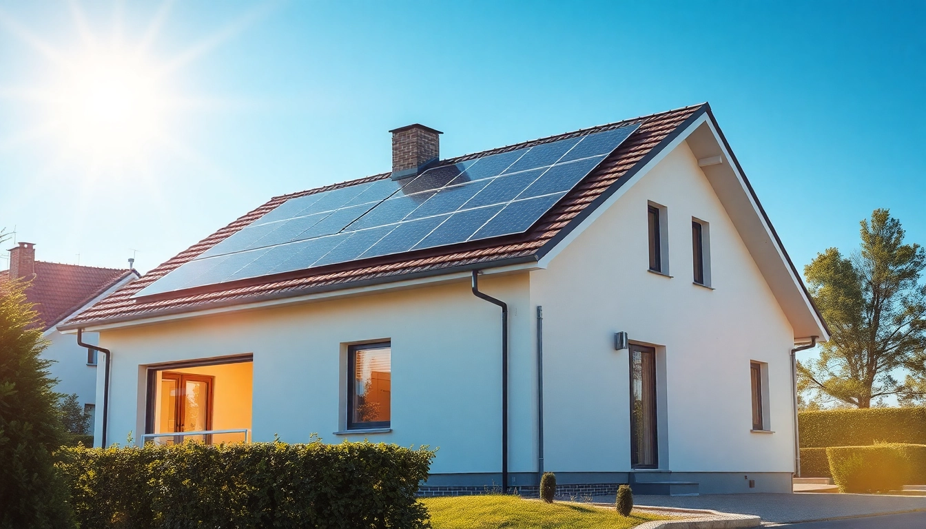 Installieren Sie ein Photovoltaik Komplettsystem auf einem modernen Haus, um nachhaltige Energie zu erzeugen.