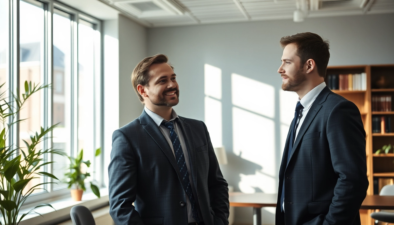 Headhunter Solingen: Professioneller Headhunter berät einen Kandidaten in einer modernen Büro-Umgebung.