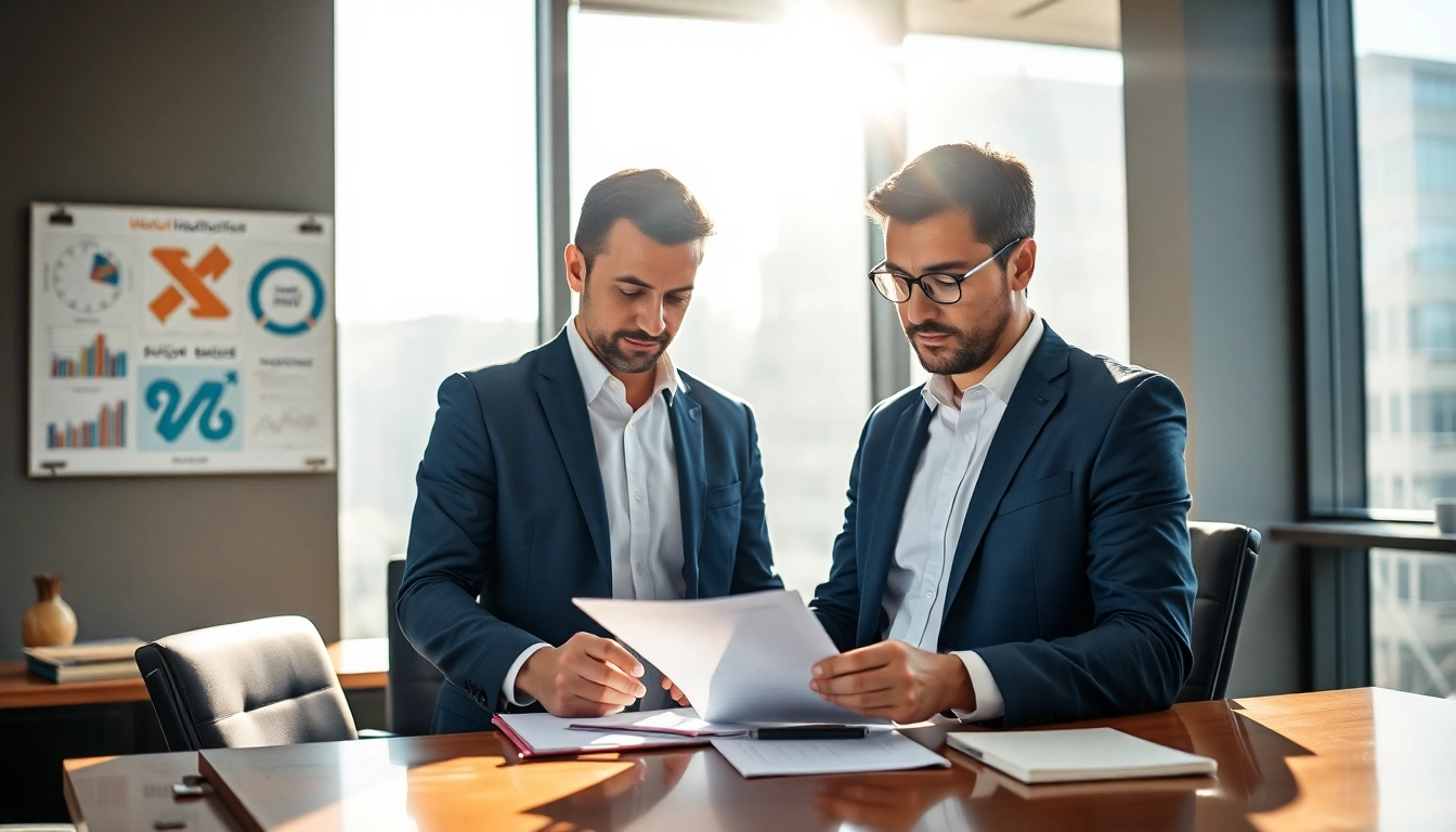 Headhunter Schweiz betrachtet eine Bewerbung in einem modernen Büro.