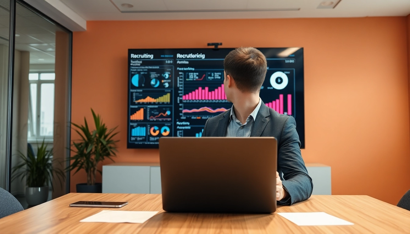 Headhunter Saarbrücken analysiert wichtige Recruiting-Daten in modernem Büro.