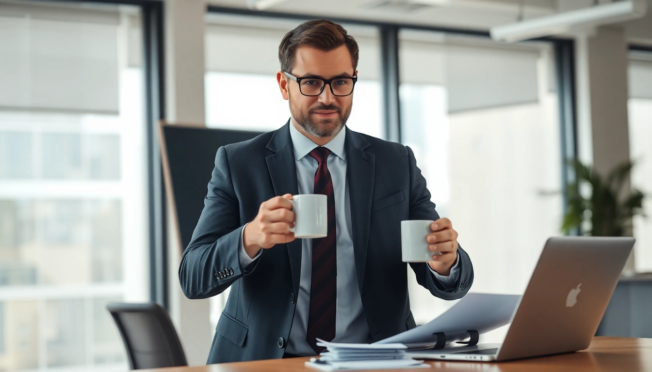 Headhunter Geschäftsführer berät in einem modernen Büro, um talentierte Führungskräfte zu rekrutieren.